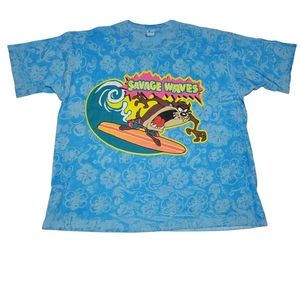 Vintage Looney Tunes Taz Savage Waves 1994 T-shirt Women's Size 18w-20w Retro